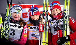 HADDE MANGE TETTE DUELLER: Petra Majdic, Marit Bjørgen og Astrid Uhrenholdt Jacobsen. Foto:Erik Berglund HADDE MANGE TETTE DUELLER: Petra Majdic, Marit Bjørgen og Astrid Uhrenholdt Jacobsen. Foto:Erik Berglund