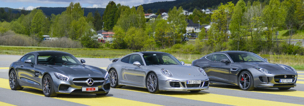 TRE RÅE: Porsche er målestokken, men så kom AMG GT og Jaguar ... Foto: Jamieson Pothecary TRE RÅE: Porsche er målestokken, men så kom AMG GT og Jaguar ... Foto: Jamieson Pothecary