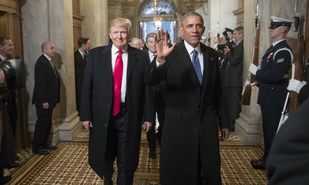 2017: Donald Trump and then-President Barack Obama arrive at Trump's inauguration ceremony in Washington. Photo: REX / NTB Scanpix 