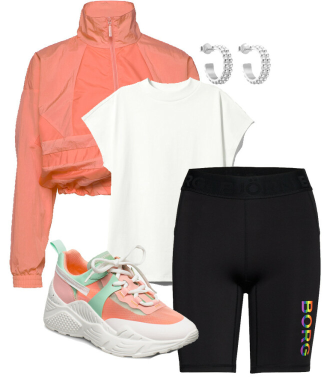 SPORTY: Jakke fra Adidas, kr 699. T-skjorte fra Weekday, kr 150. Øredobber fra Enamel Copenhagen, kr 599. Sko fra Steve Madden via Boozt.com, kr 1399. Tights fra Bjørn Borg, kr 399. SPORTY: Jakke fra Adidas, kr 699. T-skjorte fra Weekday, kr 150. Øredobber fra Enamel Copenhagen, kr 599. Sko fra Steve Madden via Boozt.com, kr 1399. Tights fra Bjørn Borg, kr 399.