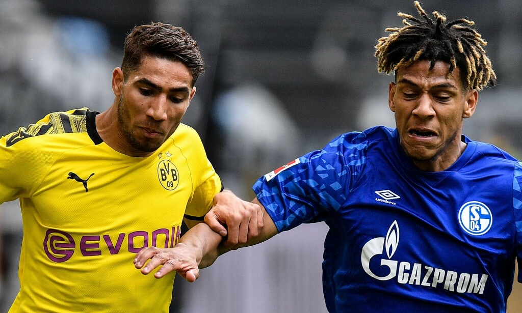 PRØVDE Å IRRITERE: Schalkes Jean-Clair Todibo (i blått). Her i duell med Achraf Hakimi. Foto: Martin Meissner / POOL / AFP PRØVDE Å IRRITERE: Schalkes Jean-Clair Todibo (i blått). Her i duell med Achraf Hakimi. Foto: Martin Meissner / POOL / AFP