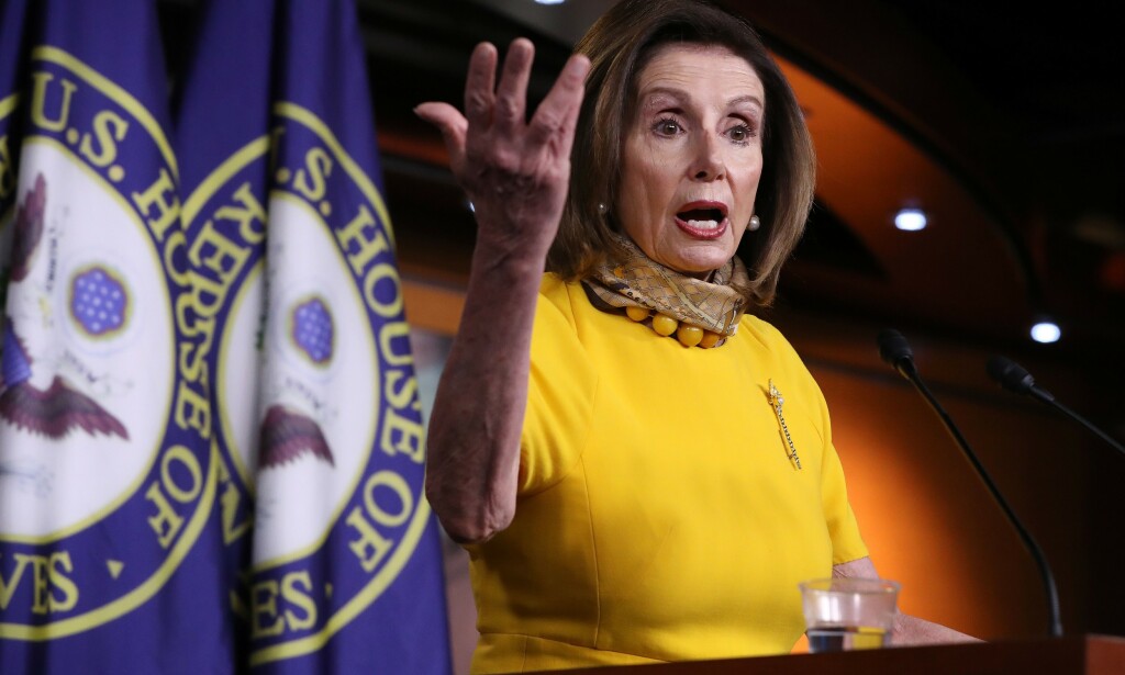 PELOSI: Speaker i Representantenes hus, Nancy Pelosi, under sin ukentlige pressekonferanse på Capitol Hill. Foto: Chip Somodevilla/Getty Images/AFP PELOSI: Speaker i Representantenes hus, Nancy Pelosi, under sin ukentlige pressekonferanse på Capitol Hill. Foto: Chip Somodevilla/Getty Images/AFP