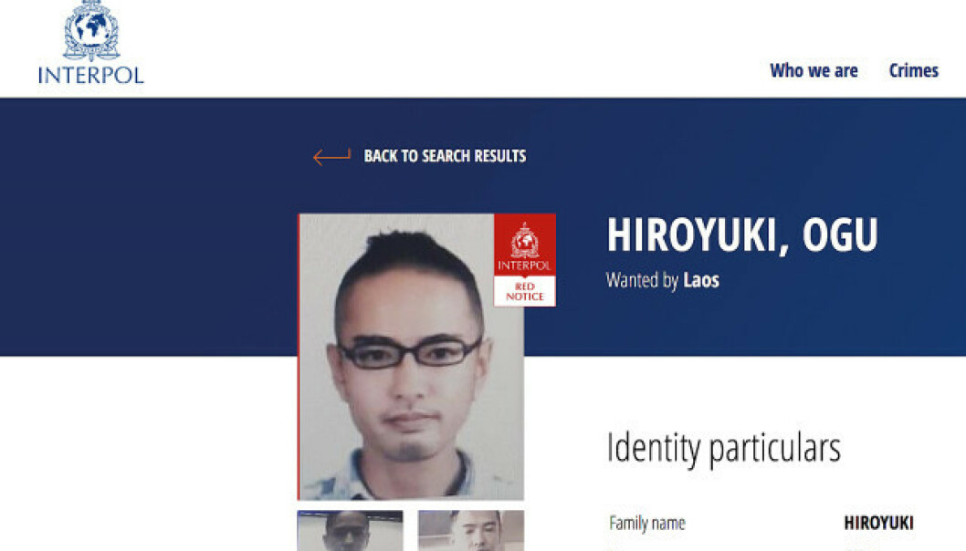 ETTERLYST: Hiroyuki Ogu er etterlyst over hele verden for å ha drept Nerid Høiness. Faksimile: Interpol ETTERLYST: Hiroyuki Ogu er etterlyst over hele verden for å ha drept Nerid Høiness. Faksimile: Interpol
