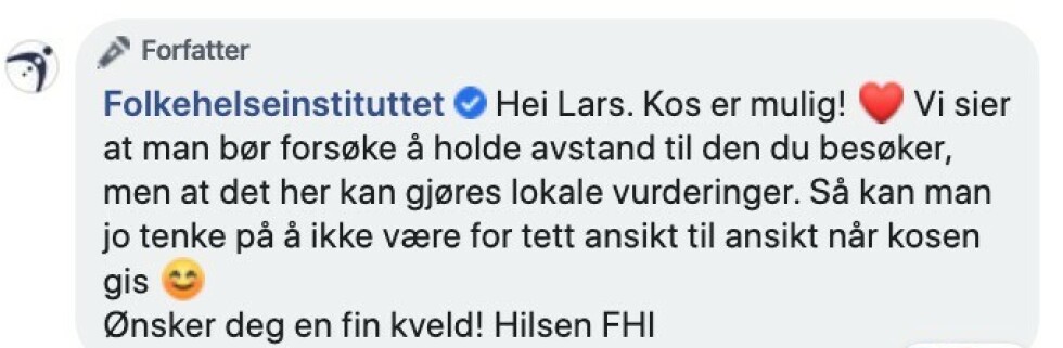 Skjermdump fra Facebook Skjermdump fra Facebook