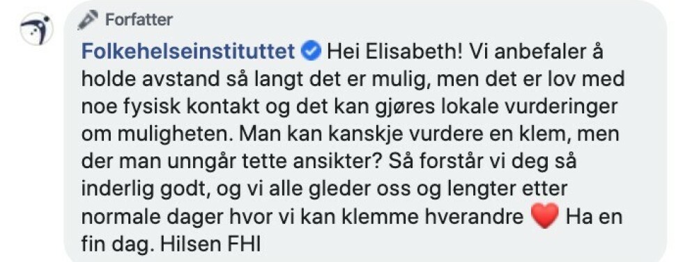 Skjermdump fra Facebook Skjermdump fra Facebook