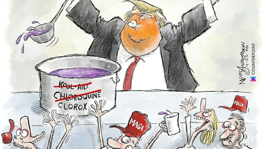 SKAPTE BRÅK: Nick Andersons satiretegning «The Trump Cult». Illustrasjon: Nick Anderson SKAPTE BRÅK: Nick Andersons satiretegning «The Trump Cult». Illustrasjon: Nick Anderson