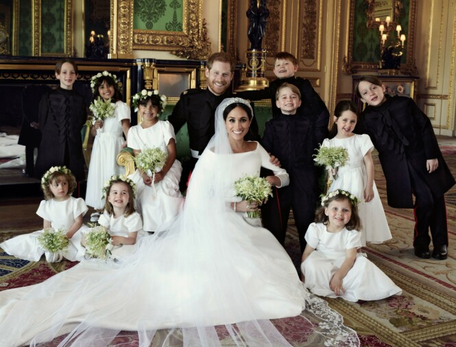 VIKTIG OPPGAVE: Meghan og Harry med sine brudepiker og -svenner som hadde en viktig rolle under bryllupet den 19. mai 2018. Foto: NTB Scanpix VIKTIG OPPGAVE: Meghan og Harry med sine brudepiker og -svenner som hadde en viktig rolle under bryllupet den 19. mai 2018. Foto: NTB Scanpix