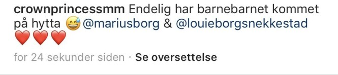 FØR: Kronprinsesse Mette-Marit klarte å tagge feil Marius da innlegget ble publisert i første omgang. Foto: Skjermdump FØR: Kronprinsesse Mette-Marit klarte å tagge feil Marius da innlegget ble publisert i første omgang. Foto: Skjermdump