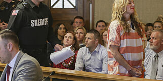 Lori Vallow Daybell leaves the courtroom during her hearing on Friday, March 6, 2020, in Rexburg, Idaho. Daybell who is charged with felony child abandonment after her two children went missing nearly six months ago had her bond reduced to $1 million by an Idaho judge on Friday. (John Roark/The Idaho Post-Register via AP, Pool)