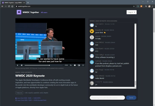 På WWDCtogether.com kan du se på presentasjonene sammen med andre, selv om dere ikke samles fysisk. På WWDCtogether.com kan du se på presentasjonene sammen med andre, selv om dere ikke samles fysisk.