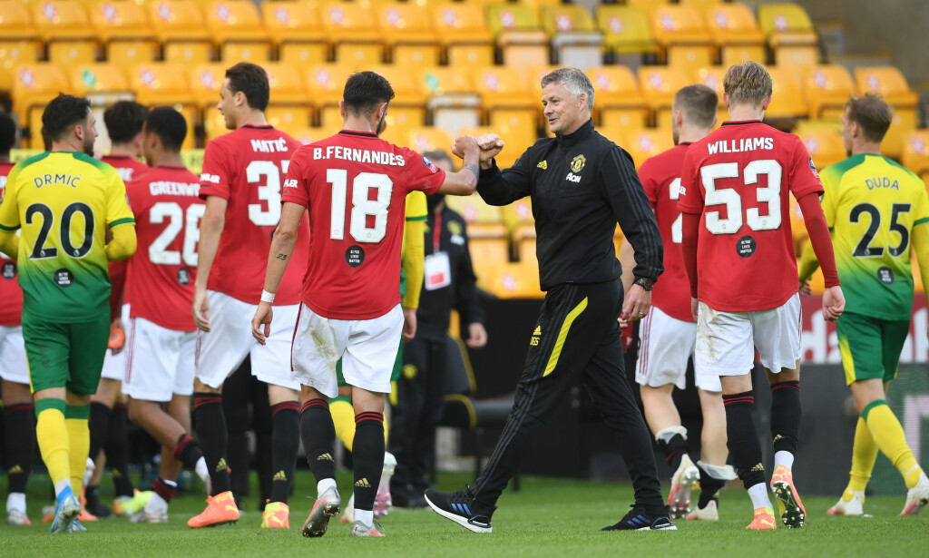 KUNNE PUSTE LETTET UT: Ole Gunnar Solskjærs mannskap. Foto: NTB Scanpix KUNNE PUSTE LETTET UT: Ole Gunnar Solskjærs mannskap. Foto: NTB Scanpix