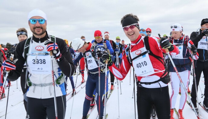 KRONPRINSER PÅ SKI: Kronprins Frederik og kronprins Haakon under Birkebeinerrittet i 2016. Foto: Andreas Fadum / Se og Hør KRONPRINSER PÅ SKI: Kronprins Frederik og kronprins Haakon under Birkebeinerrittet i 2016. Foto: Andreas Fadum / Se og Hør
