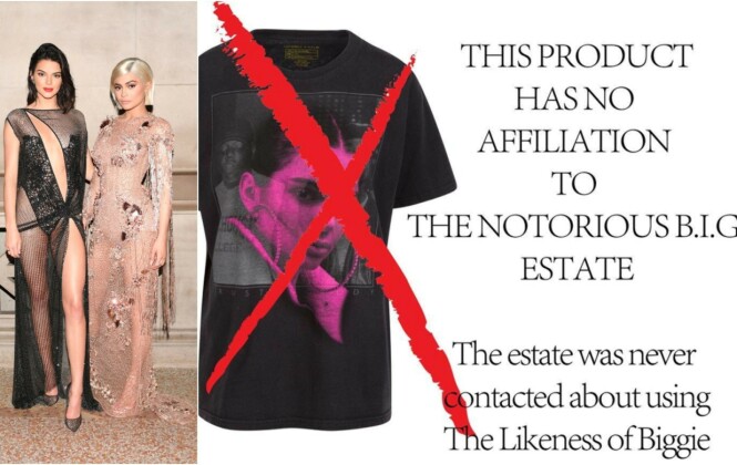 KRASS KRITIKK: Kendall og Kylie Jenner havnet i hardt vær etter at de lanserte en serie med t-skjorter der bilder av dem var plastret over ikoniske motiver og artister fra musikkhistorien - deriblant den avdøde rapperen The Notorious B.I.G. (t.h.). Foto: NTB scanpix/ Instagram KRASS KRITIKK: Kendall og Kylie Jenner havnet i hardt vær etter at de lanserte en serie med t-skjorter der bilder av dem var plastret over ikoniske motiver og artister fra musikkhistorien - deriblant den avdøde rapperen The Notorious B.I.G. (t.h.). Foto: NTB scanpix/ Instagram