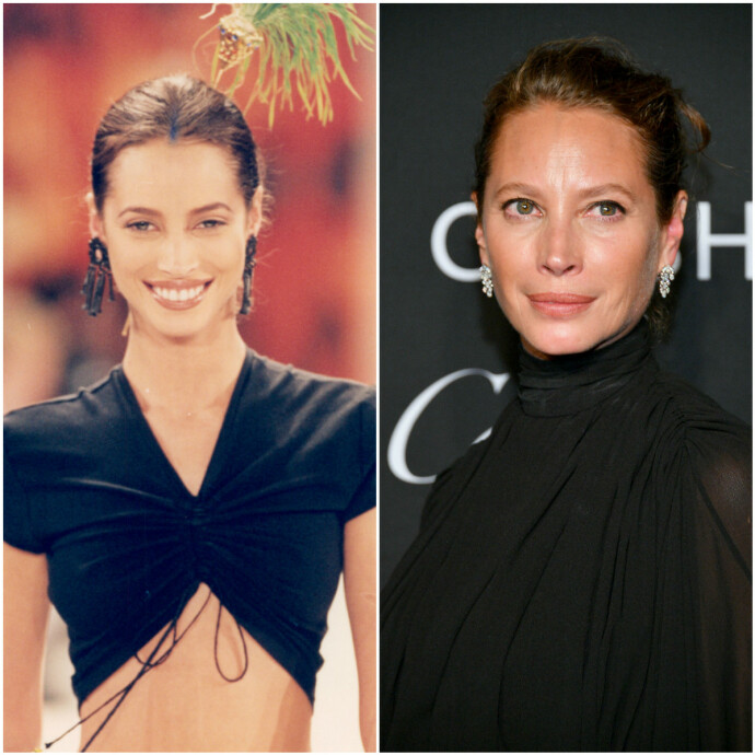 Til venstre er Turlington i 1993. Til høyre er hun på en tilstelning i 2019, 26 år senere. FOTO: Scanpix Til venstre er Turlington i 1993. Til høyre er hun på en tilstelning i 2019, 26 år senere. FOTO: Scanpix