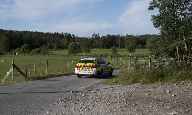 PATRULJERER: Bevæpnet politi i Agder patruljerte og etterlyste en navngitt mann i 50-åra mandag morgen. Tor Erik Schrder / NTB scanpix PATRULJERER: Bevæpnet politi i Agder patruljerte og etterlyste en navngitt mann i 50-åra mandag morgen. Tor Erik Schrder / NTB scanpix