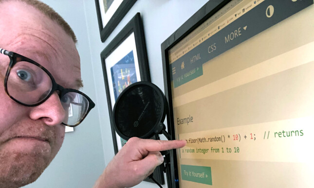 "Skal bare google random tall i JavaScript for tusende gang jeg". K THNX BAI. 📸: Privat "Skal bare google random tall i JavaScript for tusende gang jeg". K THNX BAI. 📸: Privat