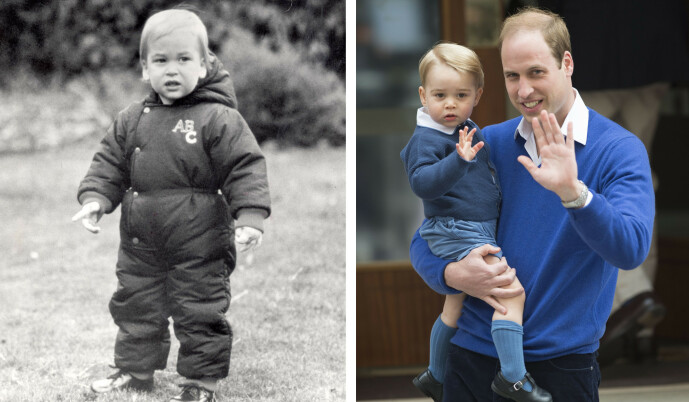 SOM TO DRÅPER VANN: Prins George ligner uten tvil på sin far prins William også. FOTO: NTB scanpix SOM TO DRÅPER VANN: Prins George ligner uten tvil på sin far prins William også. FOTO: NTB scanpix