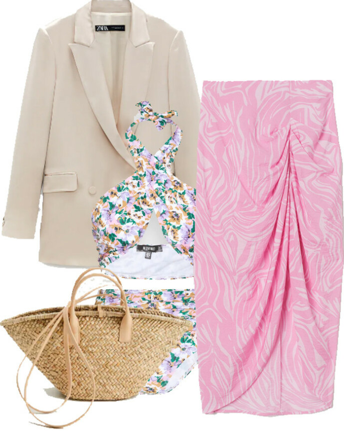 Blazer fra Zara, kr 1195. Bikini fra Missguided, fra kr 279. Skjørt fra H&M, kr 399. Veske fra Mango, kr 449. Blazer fra Zara, kr 1195. Bikini fra Missguided, fra kr 279. Skjørt fra H&M, kr 399. Veske fra Mango, kr 449.