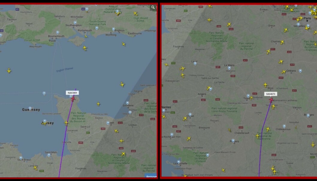 KJEMPET MOT KLOKKA: Både et Norwegian-fly og et SAS-fly kjempet fredag kveld mot klokka. Foto: Flight Radar. KJEMPET MOT KLOKKA: Både et Norwegian-fly og et SAS-fly kjempet fredag kveld mot klokka. Foto: Flight Radar.