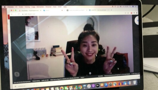SNAKKER MED DAGBLADET OVER SKYPE: Van Veronica Ngo er stuck i Vietnam på grunn av corona-krisen, og snakker derfor med Dagbladet over en skurrete Skypelinje. Foto: Gabrielle Graatrud SNAKKER MED DAGBLADET OVER SKYPE: Van Veronica Ngo er stuck i Vietnam på grunn av corona-krisen, og snakker derfor med Dagbladet over en skurrete Skypelinje. Foto: Gabrielle Graatrud