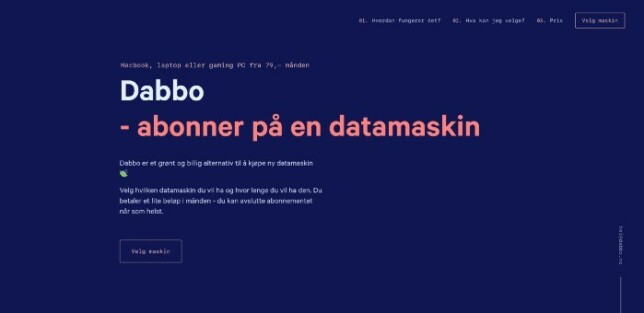 Første utkast på Dabbo.no, fra en tidligere mal. Tid: ca. 2–3 timer arbeid Første utkast på Dabbo.no, fra en tidligere mal. Tid: ca. 2–3 timer arbeid