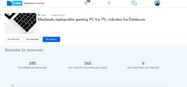 Annonsestatestikk fra et par dager etter lansering av landingssiden. Annonsestatestikk fra et par dager etter lansering av landingssiden.