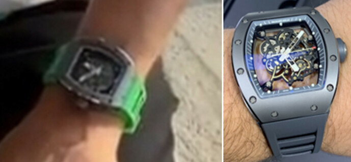 <strong>DYR:</strong> Det var en slik klokke, av produsenten Richard Mille, som ble stjålet i New Jersey. Foto: Englewood Cliffs Police Department <strong>DYR:</strong> Det var en slik klokke, av produsenten Richard Mille, som ble stjålet i New Jersey. Foto: Englewood Cliffs Police Department