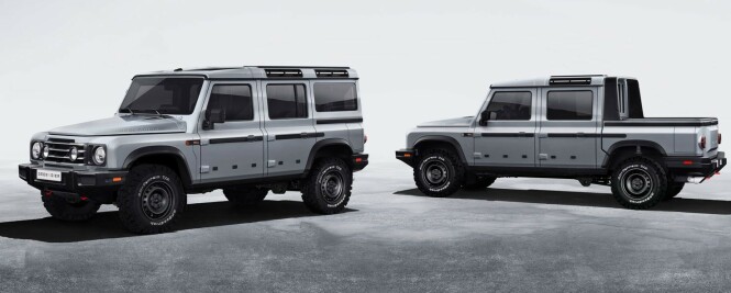 <strong>TO VERSJONER:</strong> Du får den i Pickup og 5 dørs personbil. Foto: Ineos Automotive <strong>TO VERSJONER:</strong> Du får den i Pickup og 5 dørs personbil. Foto: Ineos Automotive