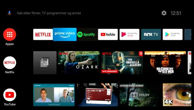 <strong>ANDROID TV:</strong> Brukervennlig og med lassevis av smart-tv-muligheter. (Skjermdump) <strong>ANDROID TV:</strong> Brukervennlig og med lassevis av smart-tv-muligheter. (Skjermdump)