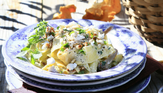 Pasta med sopp og chevré Pasta med sopp og chevré