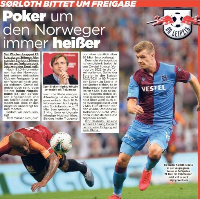 <strong>TYSK FOKUS:</strong> Alexander Sørloth skaper overskrifter i Tyskland onsdag. Her fra storavisa Bild. <strong>TYSK FOKUS:</strong> Alexander Sørloth skaper overskrifter i Tyskland onsdag. Her fra storavisa Bild.