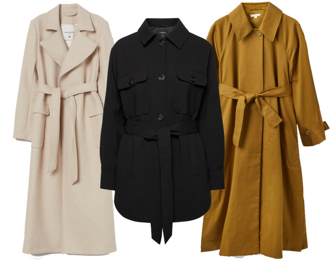 <strong>KÅPER MED KNYTING:</strong> (fra venstre) H&M, kr 1499. Lindex, kr 899. COS, kr 1750. <strong>KÅPER MED KNYTING:</strong> (fra venstre) H&M, kr 1499. Lindex, kr 899. COS, kr 1750.
