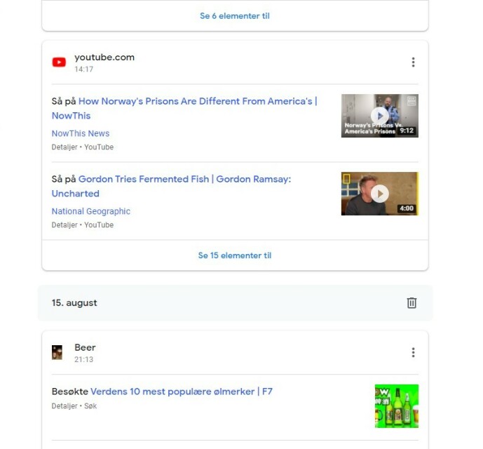 Google har en liste over alt du har gjort på internett Google har en liste over alt du har gjort på internett