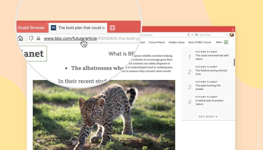 Nå blir det enklere å kopiere kun en del av URL-en. Foto: Vivaldi Nå blir det enklere å kopiere kun en del av URL-en. Foto: Vivaldi