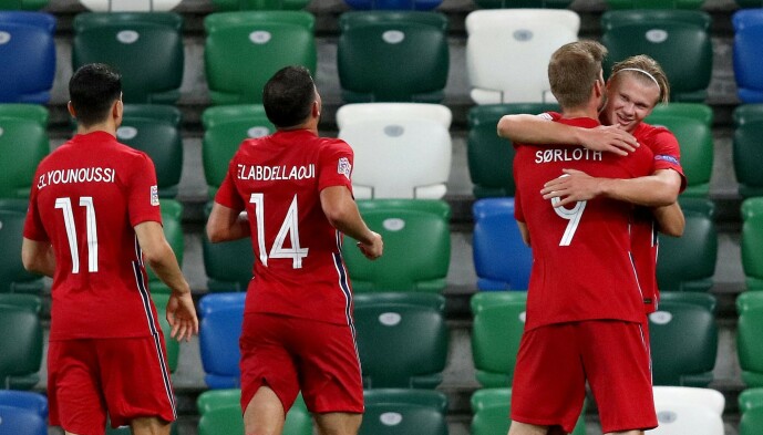 <strong>GIFTIG DUO:</strong> Erling Braut Haaland og Alexander Sørloth scoret fire mål for Norge. Foto: NTB scanpix <strong>GIFTIG DUO:</strong> Erling Braut Haaland og Alexander Sørloth scoret fire mål for Norge. Foto: NTB scanpix