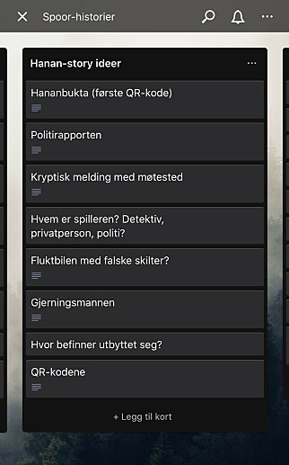 - Mange bruker Trello som oppgaveliste, jeg bruker Trello til notater. Det er kanskje litt merkelig bruksområde, men det fungerer kjempebra som et slags tankekart, forteller Philip Wold Linkas. 📸: Privat - Mange bruker Trello som oppgaveliste, jeg bruker Trello til notater. Det er kanskje litt merkelig bruksområde, men det fungerer kjempebra som et slags tankekart, forteller Philip Wold Linkas. 📸: Privat
