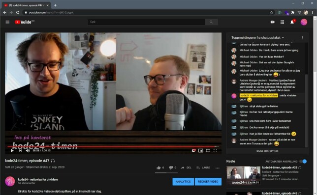 kode24-timen har blitt tatt opp foran direktesendt videokamera for våre Patreon-støttespillere. Det har vært supergøy, og nå håper vi enda flere blir med, når vi åpner opp for alle. kode24-timen har blitt tatt opp foran direktesendt videokamera for våre Patreon-støttespillere. Det har vært supergøy, og nå håper vi enda flere blir med, når vi åpner opp for alle.