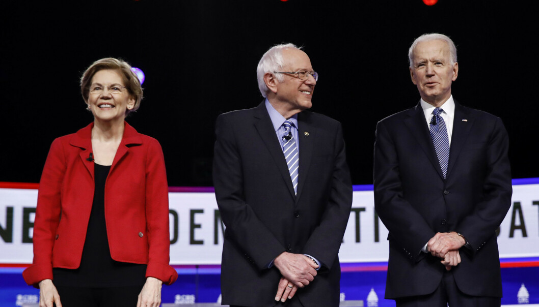 Senator Elizabeth Warren, Senator Bernie Sanders and presidential candidate Joe Biden. Photo: AP Photo / Matt Rourke / NTB Senator Elizabeth Warren, Senator Bernie Sanders and presidential candidate Joe Biden. Photo: AP Photo / Matt Rourke / NTB